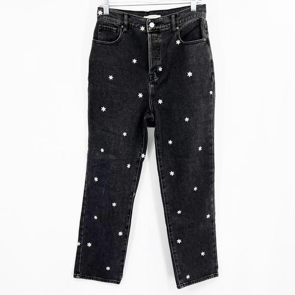 Pacsun High Rise Straight Leg Jeans Button Fly Embroidered Daisies - Picture 1 of 9